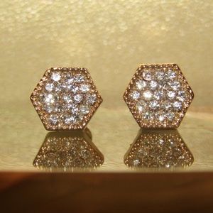 Gold Hexagon Earrings